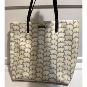 Kate Spade Polar Bear Tote Bag Large Winter Novelty Canvas Leather Shoulder